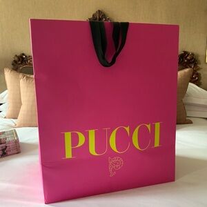 Brand new rare Emilio Pucci pink authentic shopping bag with fabric handles